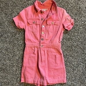 Stylish Pink Button-Up Women's Romper with Fringe on Back